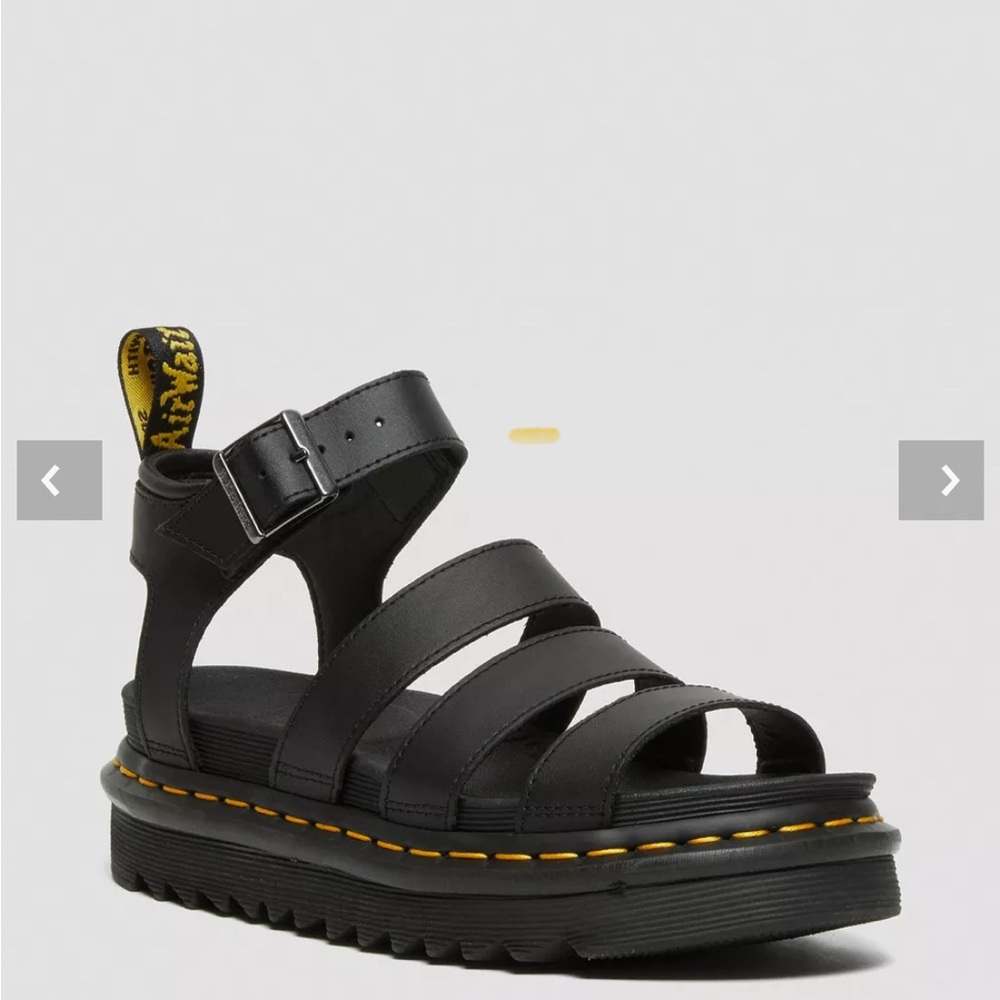 Dr. Martens Black Sandals with Yellow Stitching US9